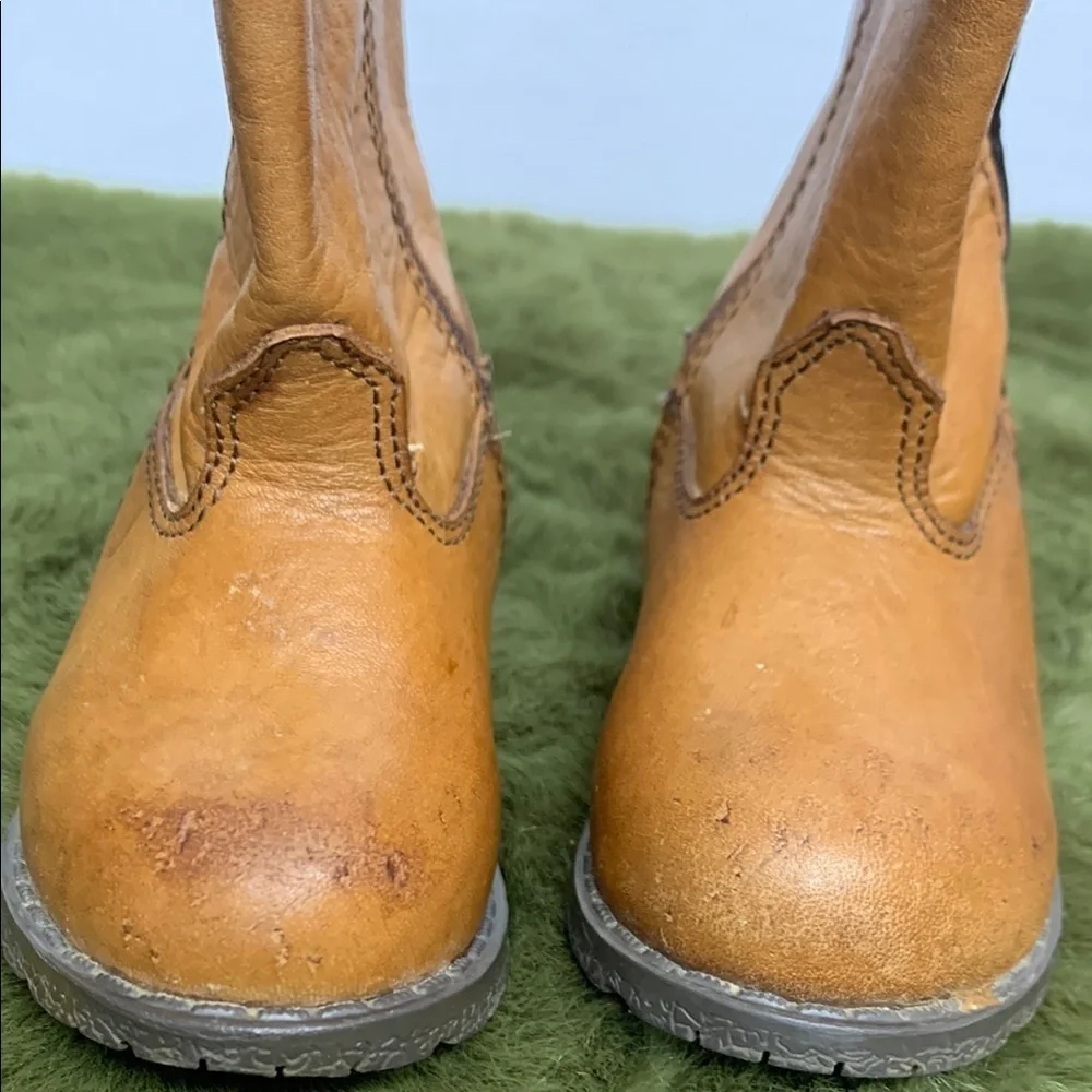 Smoky Mountain Boots Tan Western Leather Boots with Side Zippers and Rubber Sole